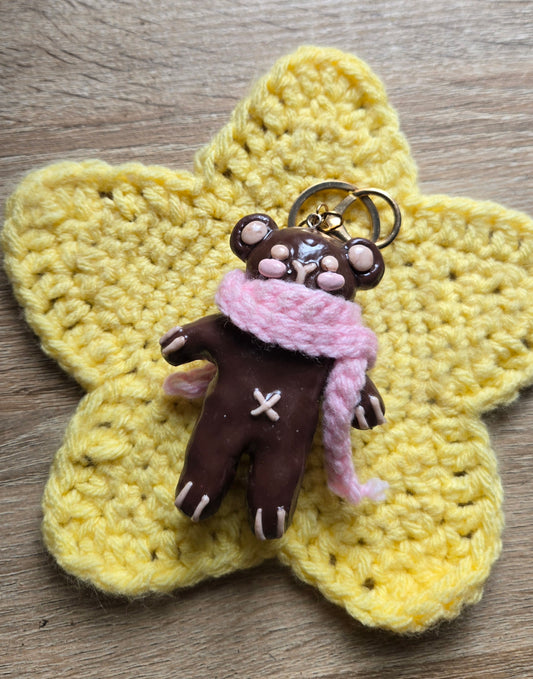 Pink Scarf Bear Keychain